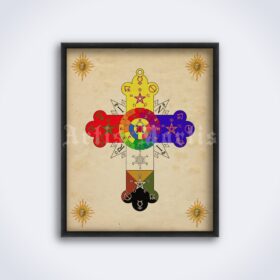 Printable Rose Cross poster, Rosicrucian, Golden Dawn, Masonic art - vintage print poster