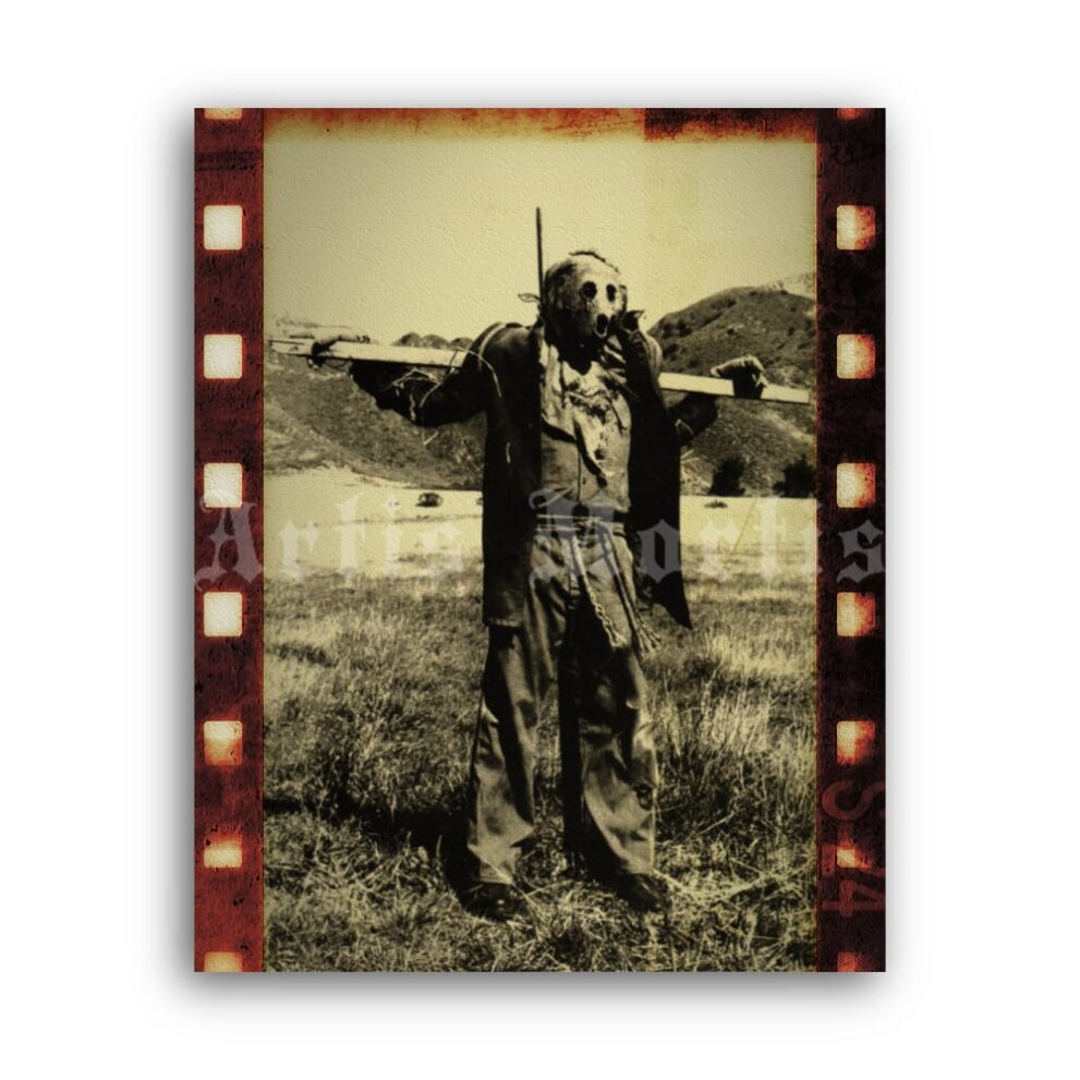 Printable Dark Night of The Scarecrow - creepy scarecrow photo print - vintage print poster