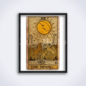 Printable The Moon – Tarot Card print, Major Arcana, Greater Arcana poster - vintage print poster