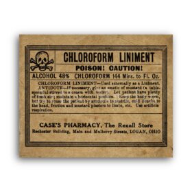 Printable Chloroform Liniment Poison - vintage apothecary label poster - vintage print poster