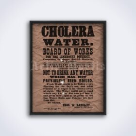 Printable Cholera and Water vintage medical broadside, epidemic sign - vintage print poster