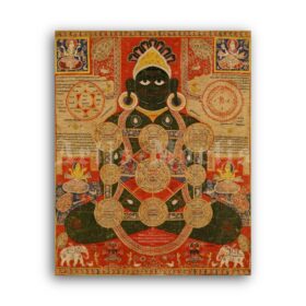 Printable Cosmic Parsvanatha - Jainism cosmology, Hindu, Jain Dharma art - vintage print poster