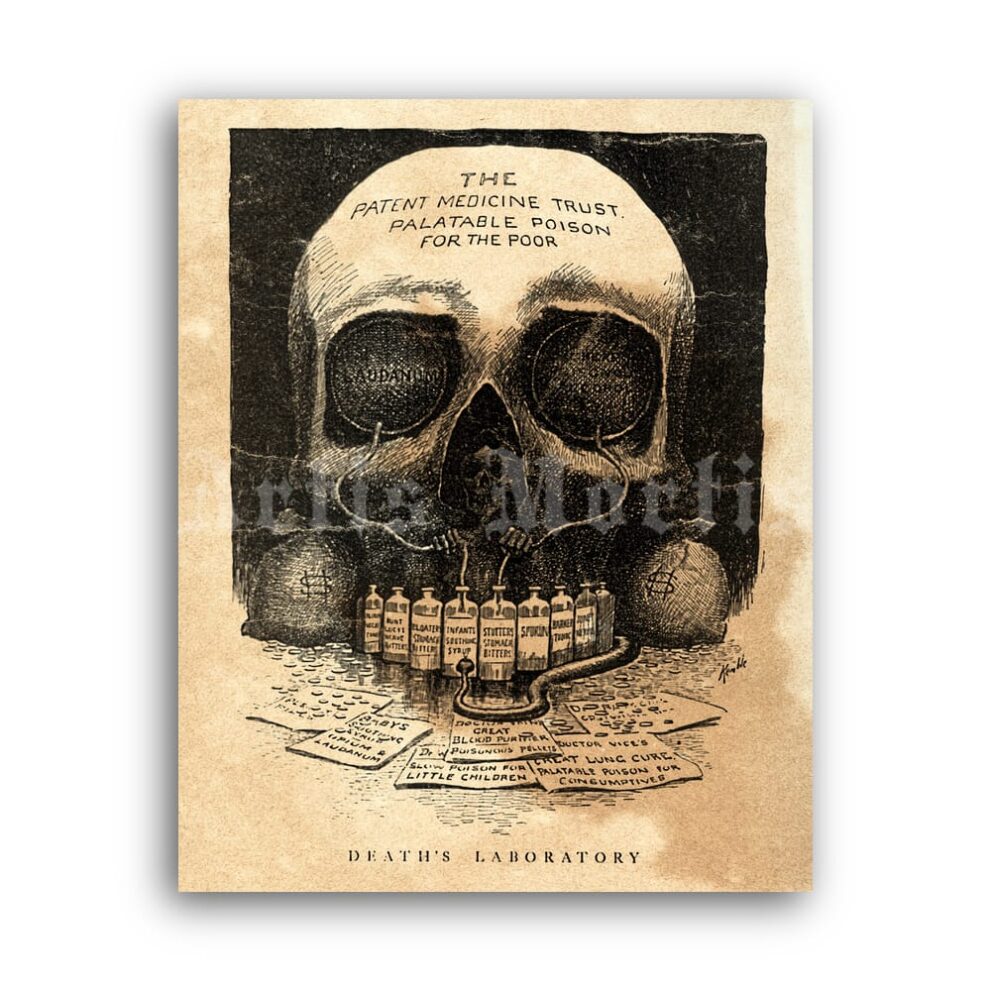 Printable Death's Laboratory - vintage medical anti Laudanum art poster - vintage print poster