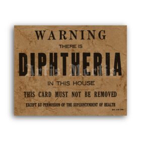 Printable Diphtheria Warning - vintage medical broadside, epidemic sign - vintage print poster