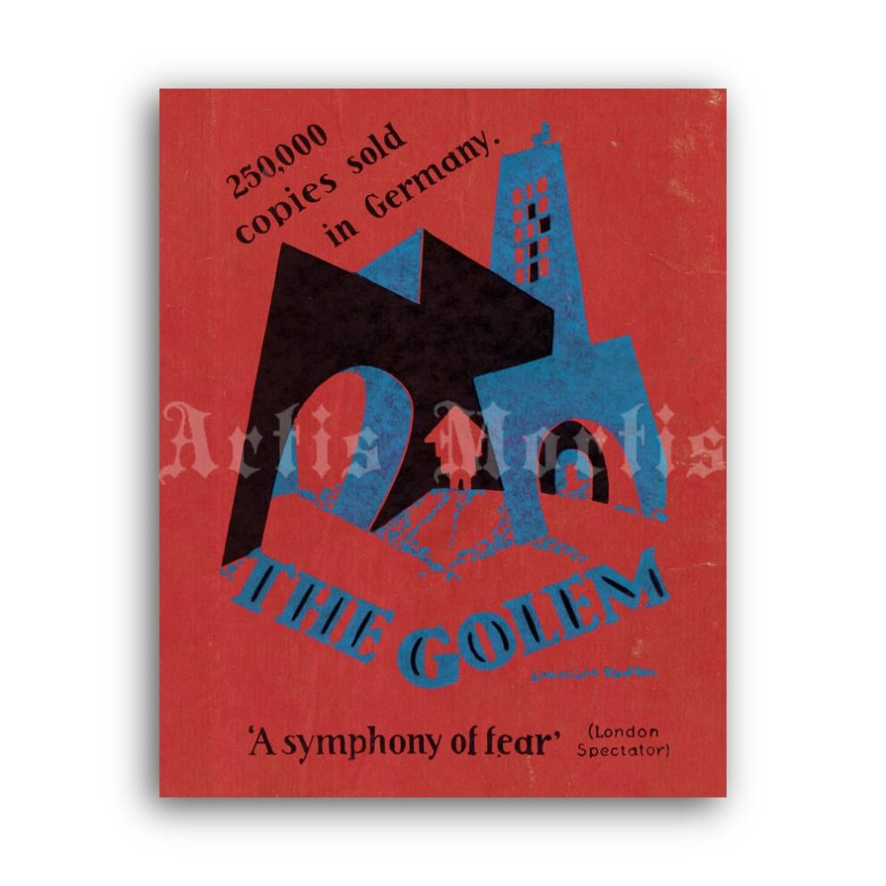 Printable The Golem by Gustav Meyrink - 1st American edition cover poster - vintage print poster