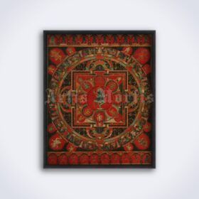 Printable Mandala of Hevajra - vintage Tibetan Buddhism, Tantra art - vintage print poster