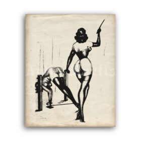 Printable Torture and whipping antique fetish illustration by Jim of Germany - vintage print poster
