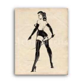 Printable Strict mistress - antique fetish illustration by Jim of Germany - vintage print poster