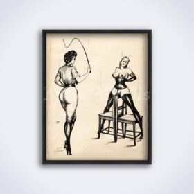 Printable Torture by chairs - fetish BDSM illustration by Jim of Germany - vintage print poster