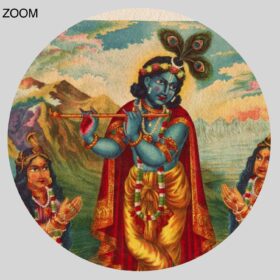 Printable Krishna dancing with Nagas on snake demon - Hindu art - vintage print poster