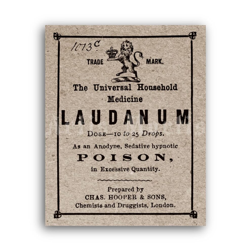 Printable Laudanum Poison - vintage apothecary label, opium poster - vintage print poster