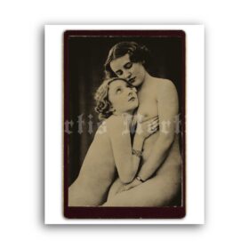 Printable Retro sensual lesbians photo – vintage French cabinet card - vintage print poster