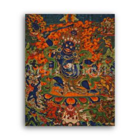 Printable Mahakala - Dharma protector, Tibetan deity, Buddhist art - vintage print poster
