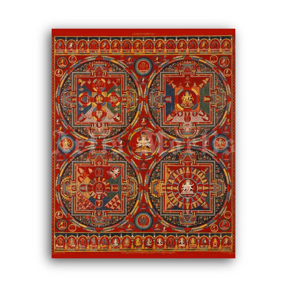 Printable Mandalas of the Vajravali Cycle  - vintage Tibetan Buddhist art - vintage print poster