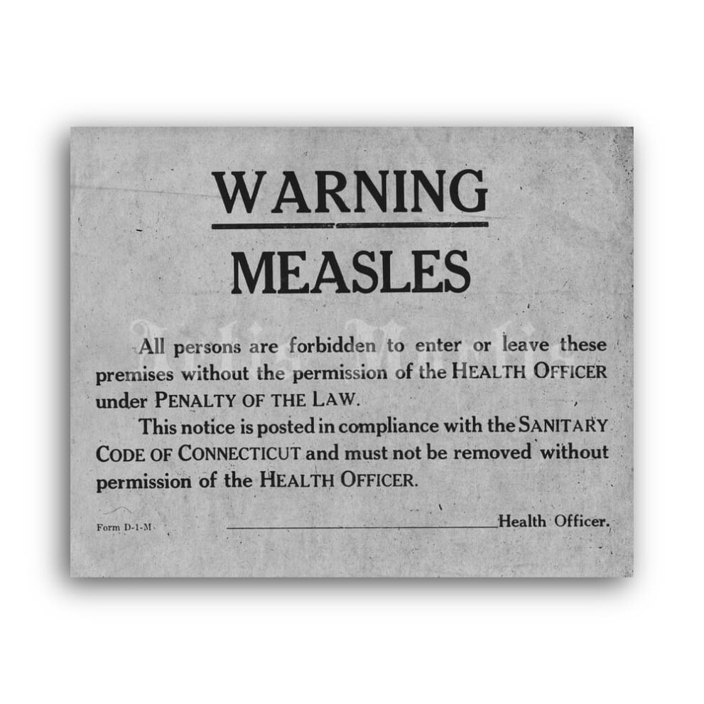 Printable Measles Warning - vintage medical broadside, epidemic sign - vintage print poster