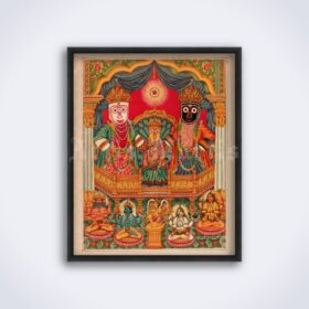 Printable Shri Jagannatha, Krishna cult - Hindu art, Indian ethnic painting - vintage print poster