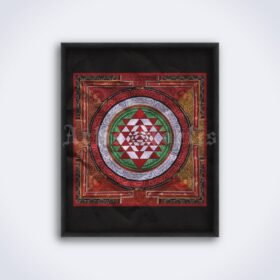 Printable Sri Yantra - Hindu spiritual art, chakra, mandala, meditation - vintage print poster