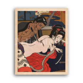 Printable Play with knife - vintage Japanese BDSM art by Toshio Saeki - vintage print poster