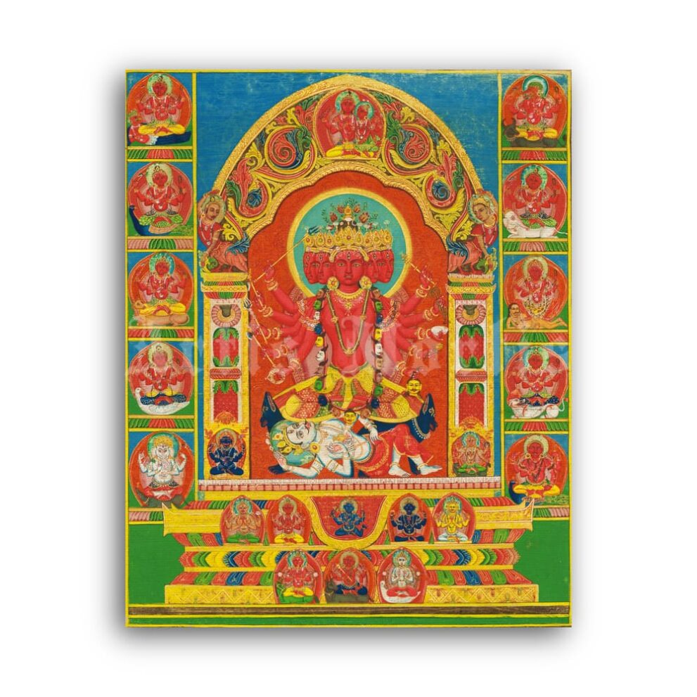 Printable Tripurasundari, goddess Parvati - Hindu art, Hinduism, Tantra - vintage print poster