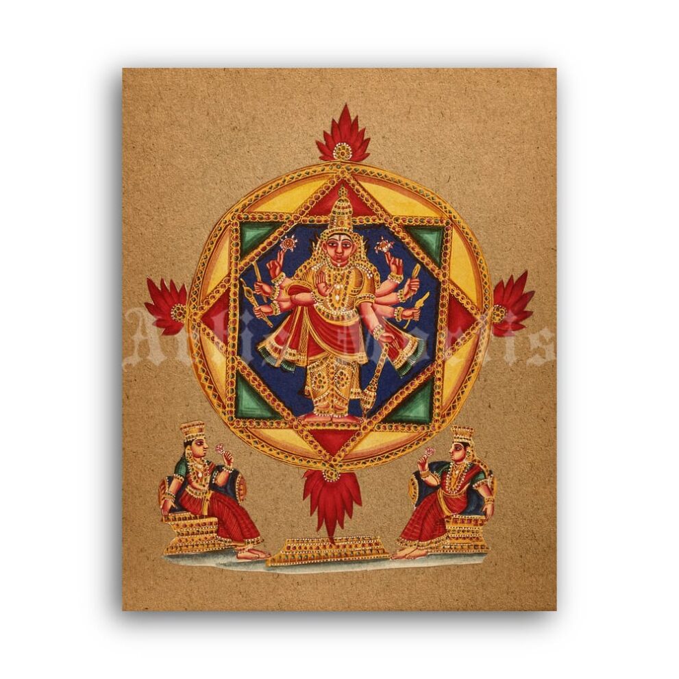 Printable Mandala of God Vishnu - Hindu art, Vaishnavism, Vishnuism - vintage print poster