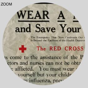 Printable Wear a Mask - vintage medical broadside, Red Cross poster - vintage print poster