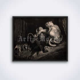 Printable King Minos - Hell illustration for Devine Comedy by Gustave Dore - vintage print poster