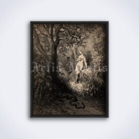 Printable Temptation of Eve - Paradise Lost illustration by Gustave Dore - vintage print poster