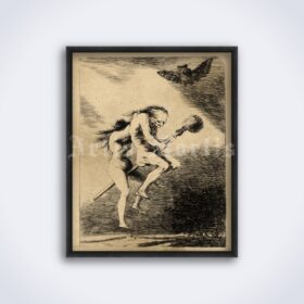 Printable Two Naked Witches by Francisco Goya, witchcraft art print - vintage print poster