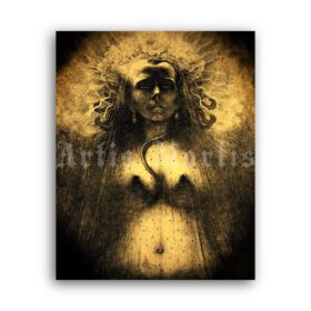 Printable The Idol of Perversity art by Jean Delville, pagan goddess print - vintage print poster
