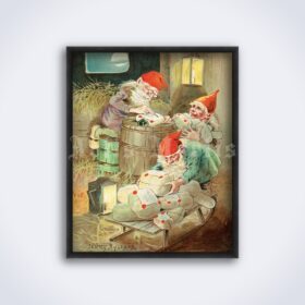 Printable Jultomten - vintage Christmas postcard, Sweden Santa Claus - vintage print poster