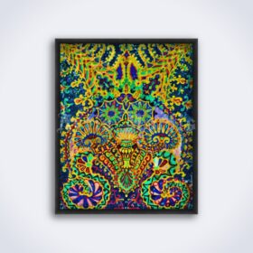 Printable Fractal Cat by Louis Wain - weird, odd, psychedelic art - vintage print poster