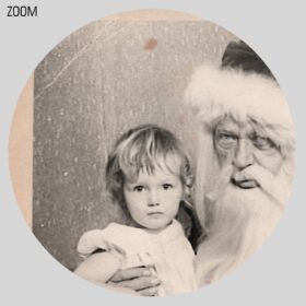 Printable Drunk evil Santa Claus with scared child - vintage photo print - vintage print poster