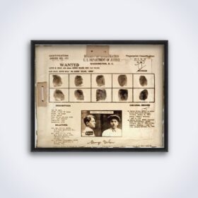 Printable Baby Face Nelson bank robber wanted poster, fingerprints - vintage print poster