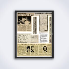 Printable Zodiac Killer newspapers clipping poster - serial killer art print - vintage print poster