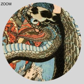 Printable Ding Desun killing a giant snake, Water Margin - woodblock print - vintage print poster