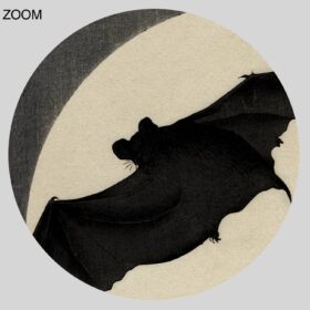 Printable Bat before the moon - vintage Japanese art woodblock print - vintage print poster