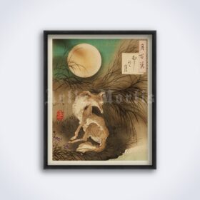 Printable Moon over Musashi Plain - Tsukioka Yoshitoshi woodblock print - vintage print poster