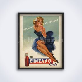 Printable Vintage Cinzano Soda Italian advertisement print, poster - vintage print poster
