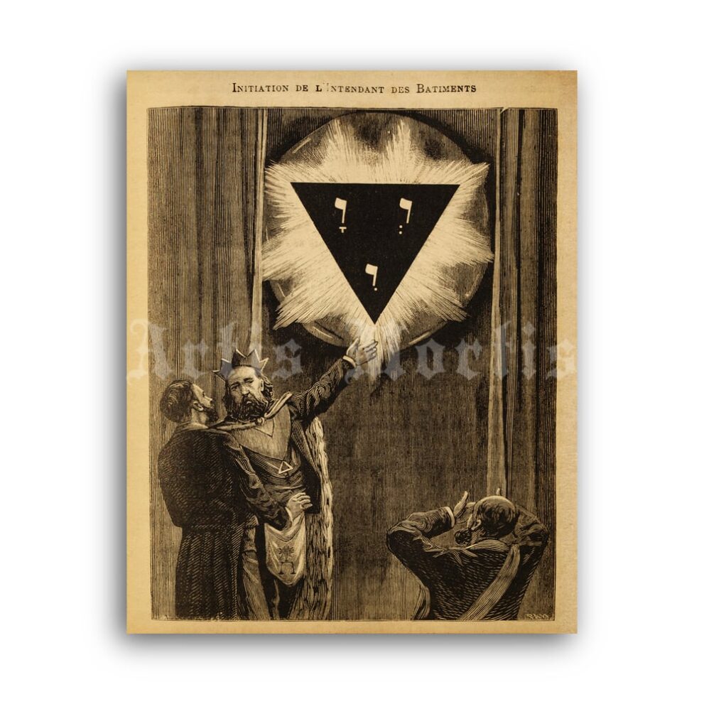 Printable Masonic lodge - Freemasonry, freemason mysteries, masonic art - vintage print poster