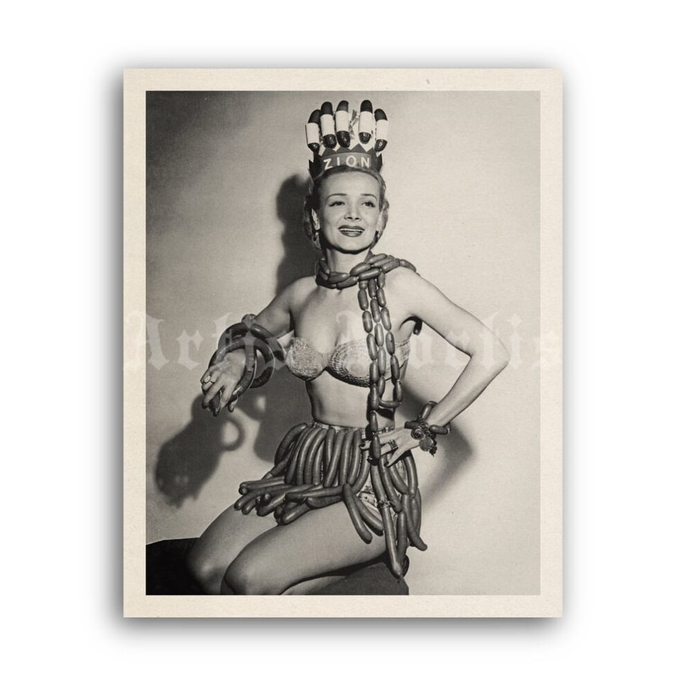 Printable Miss Sausage Queen 1955 photo - retro photography poster - vintage print poster