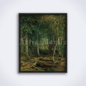 Printable Forest wilderness - landscape painting by Ivan Shishkin - vintage print poster