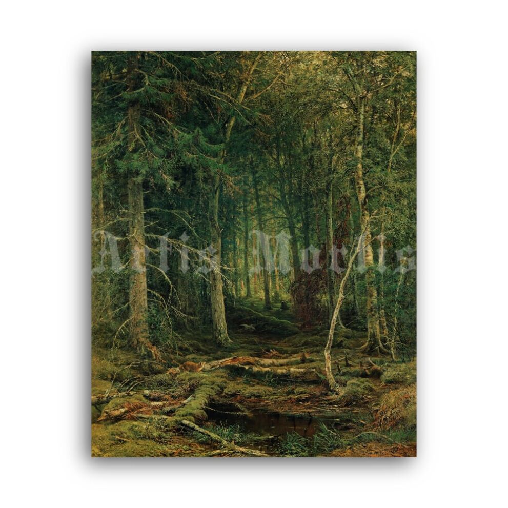 Printable Forest wilderness - landscape painting by Ivan Shishkin - vintage print poster