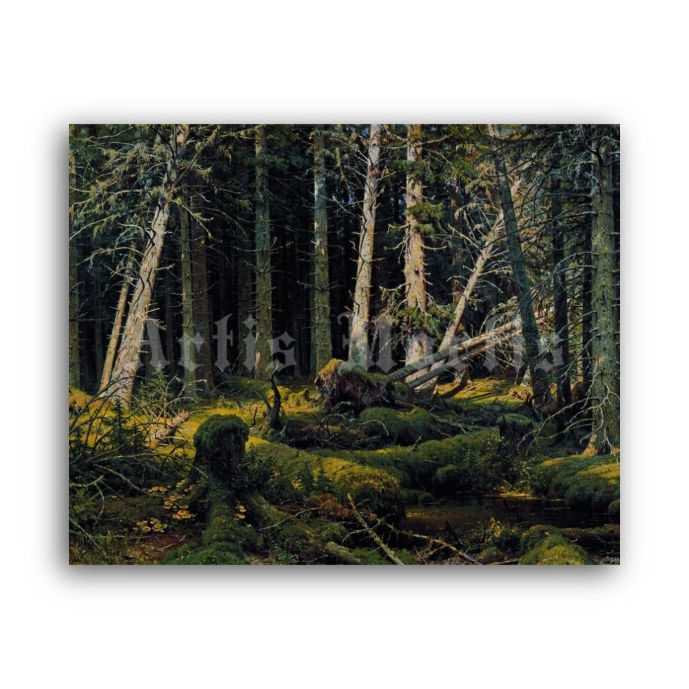 Printable Forest wind-fallen trees - landscape painting by Ivan Shishkin - vintage print poster