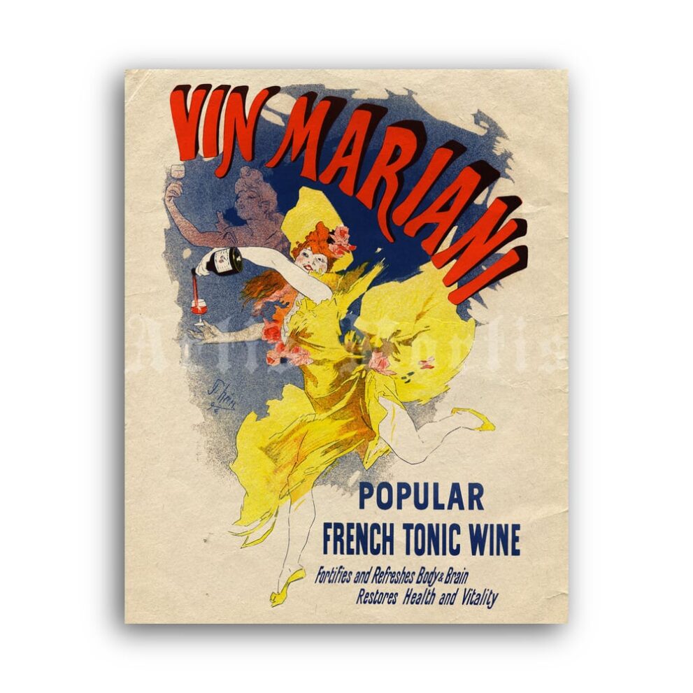 Printable Vin Mariani – coca wine vintage advertisement print, poster - vintage print poster