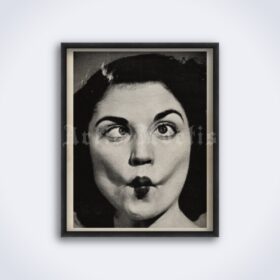 Printable Grimacing woman, weird face photo - vintage print, poster - vintage print poster