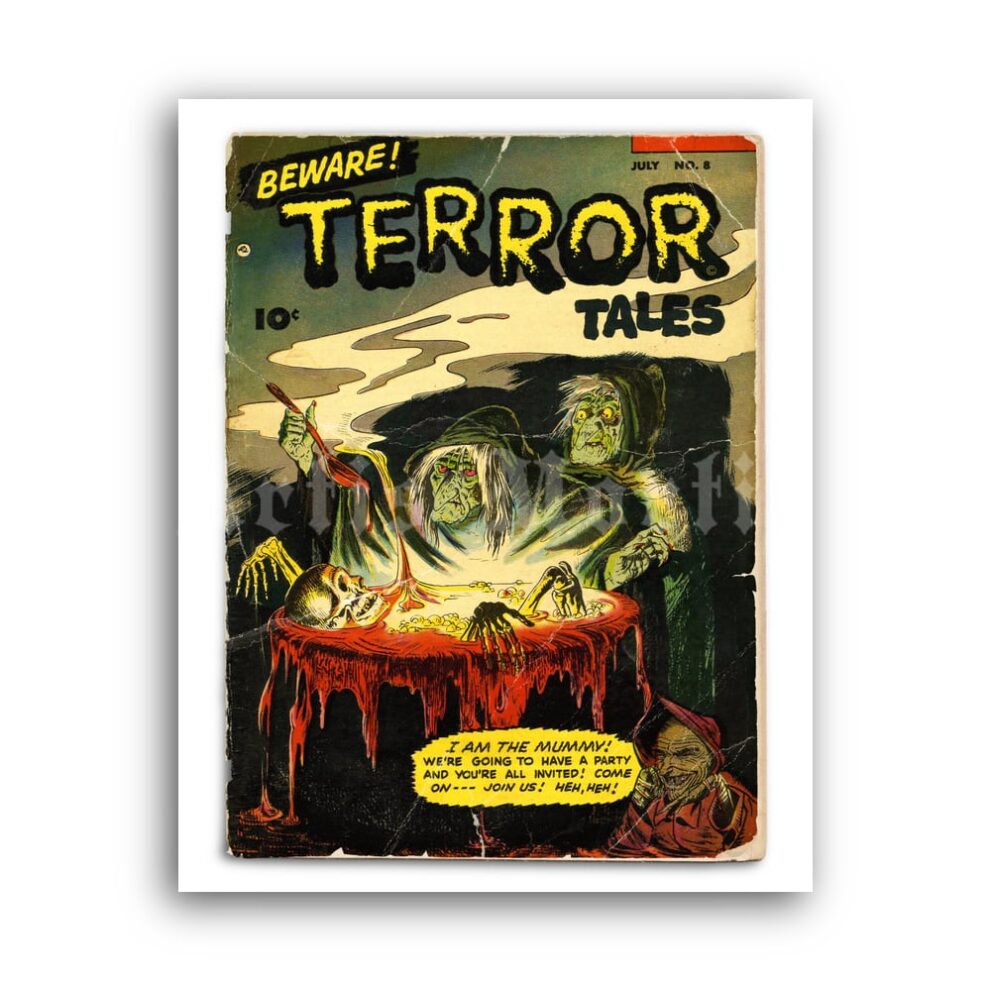 Printable Beware Horror Tales - vintage horror pulp magazine cover art - vintage print poster