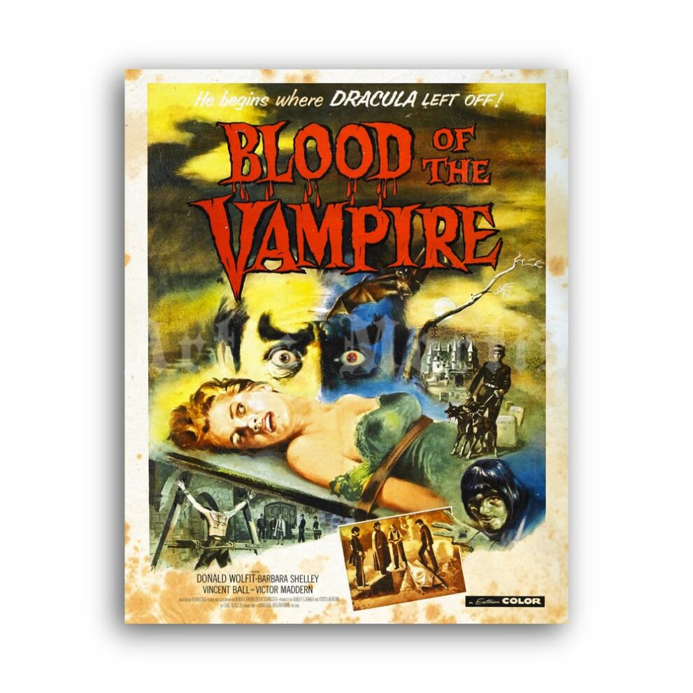 Printable Blood of the Vampire - vintage 1958 horror movie poster - vintage print poster