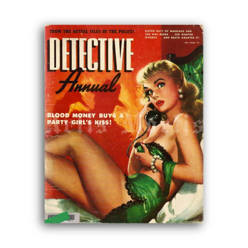 Printable Detective Annual 1951 crime magazine cover, pulp art print - vintage print poster