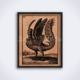 Printable Harpy, bird of Hell - medieval art, fantasy, dragon, mythology - vintage print poster