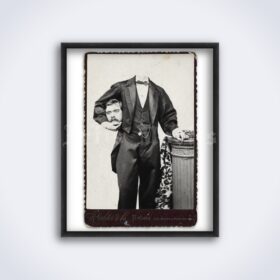 Printable Headless man, Victorian photo montage, gentleman without head - vintage print poster